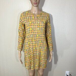 Neeru Kumar Colorful Textured Side Slit Tunic Top Long Sleeve Small S